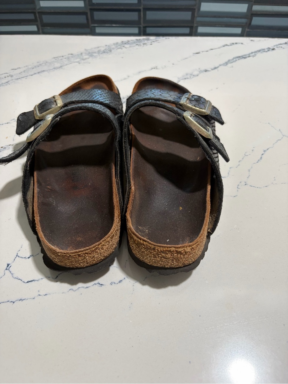 Birkenstock mermaid Black Double-Buckle Slide Sandals size 40 - Picture 3 of 10
